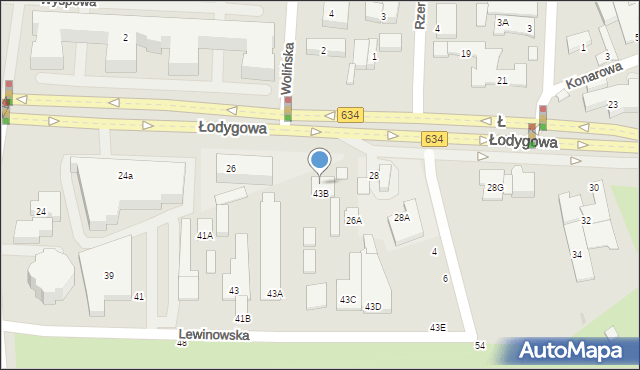 Warszawa, Łodygowa, 26b, mapa Warszawy