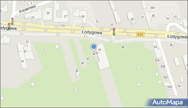 Warszawa, Łodygowa, 42, mapa Warszawy