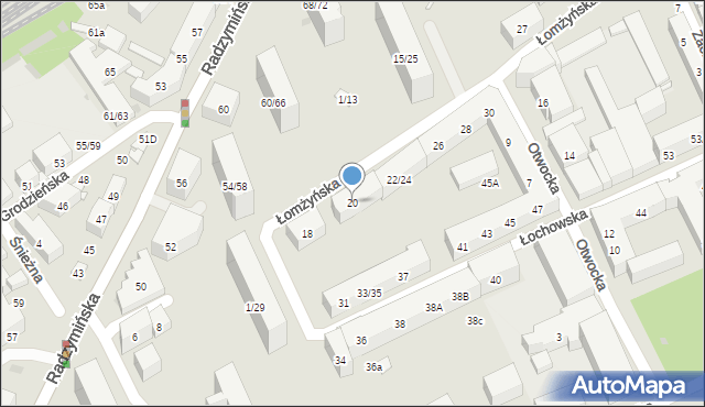 Warszawa, Łomżyńska, 20, mapa Warszawy