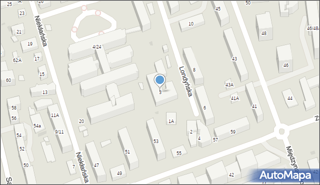 Warszawa, Londyńska, 3, mapa Warszawy