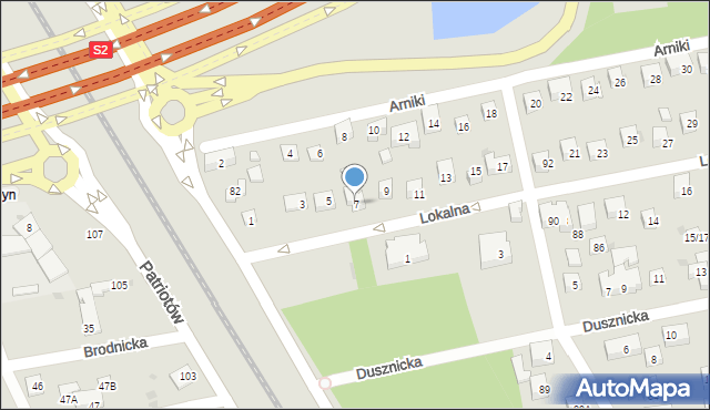 Warszawa, Lokalna, 7, mapa Warszawy