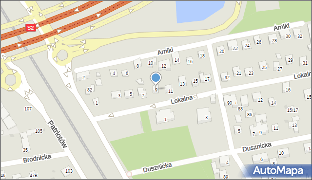 Warszawa, Lokalna, 9, mapa Warszawy