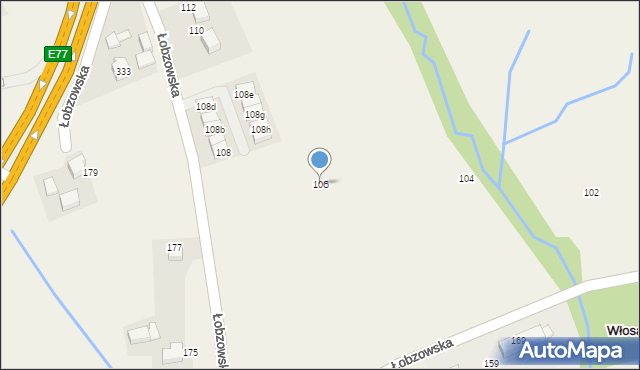 Włosań, Łobzowska, 106, mapa Włosań