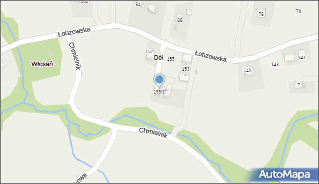 Włosań, Łobzowska, 155/1, mapa Włosań