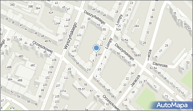 Wrocław, Lompy Józefa, 8, mapa Wrocławia