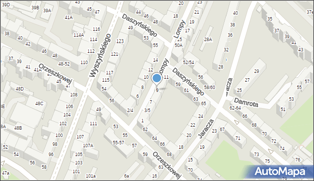 Wrocław, Lompy Józefa, 9, mapa Wrocławia