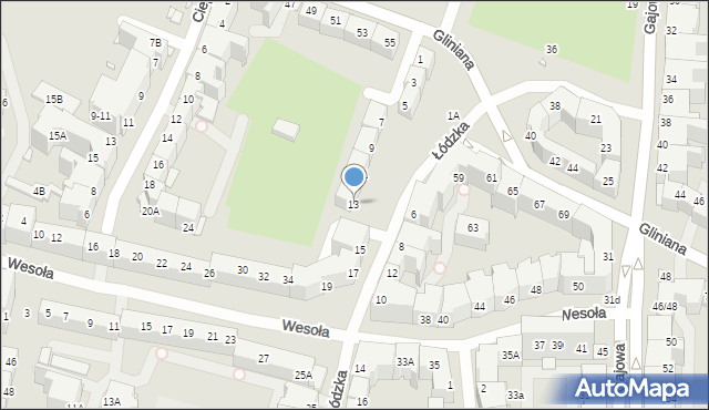Wrocław, Łódzka, 13, mapa Wrocławia
