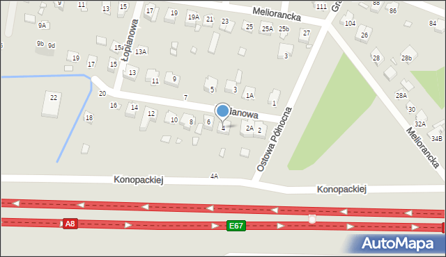 Wrocław, Łopianowa, 4, mapa Wrocławia