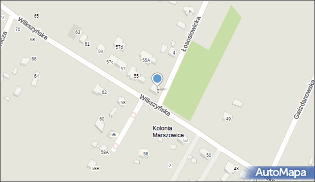 Wrocław, Łososiowicka, 2, mapa Wrocławia