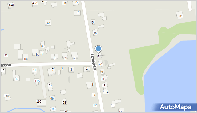 Wronki, Łowiecka, 7, mapa Wronki