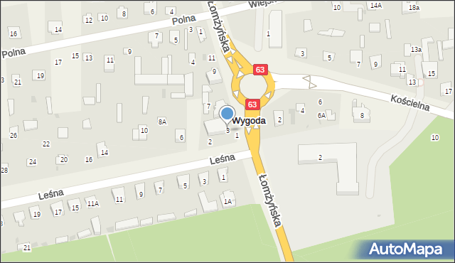 Wygoda, Łomżyńska, 3, mapa Wygoda