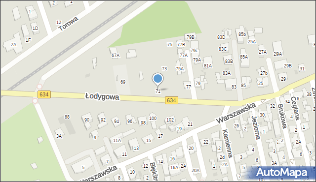 Ząbki, Łodygowa, 71, mapa Ząbki