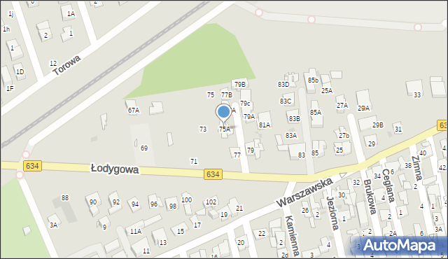 Ząbki, Łodygowa, 75A, mapa Ząbki