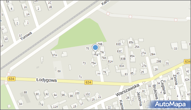 Ząbki, Łodygowa, 77A, mapa Ząbki