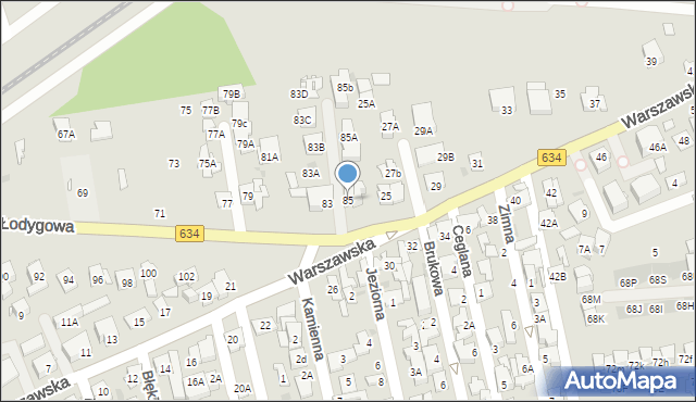 Ząbki, Łodygowa, 85, mapa Ząbki