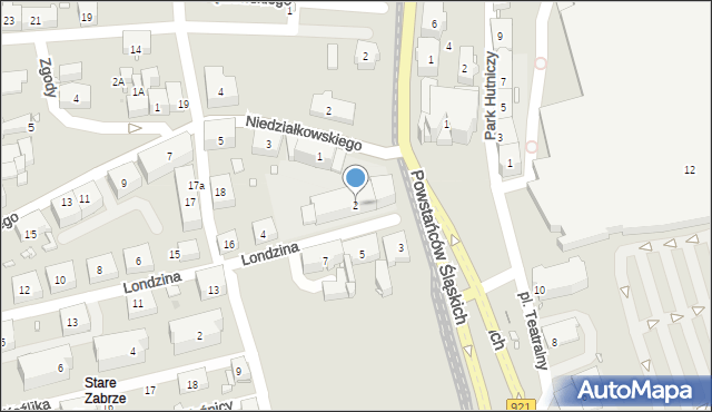 Zabrze, Londzina Józefa, ks., 2, mapa Zabrza