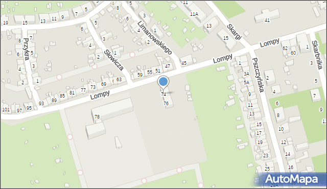 Zabrze, Lompy Józefa, 74, mapa Zabrza