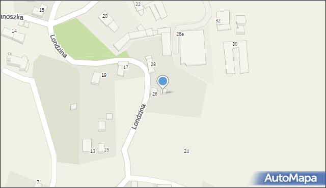 Zabrzeg, Londzina Józefa, ks., 26a, mapa Zabrzeg