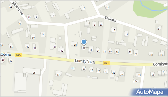 Zbójna, Łomżyńska, 38, mapa Zbójna