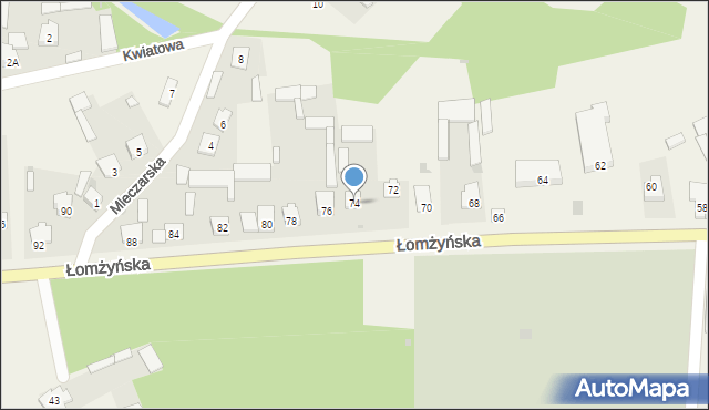 Zbójna, Łomżyńska, 74, mapa Zbójna