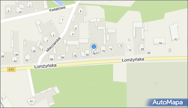 Zbójna, Łomżyńska, 78, mapa Zbójna