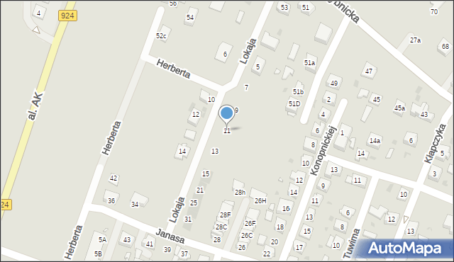 Żory, Lokaja Pawła, 11, mapa Żor