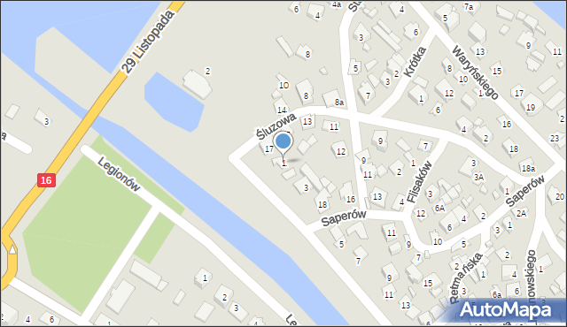 Augustów, Ludowa, 1, mapa Augustów