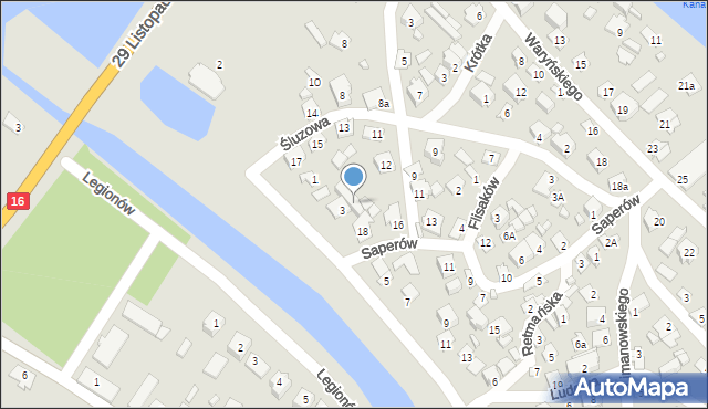 Augustów, Ludowa, 3a, mapa Augustów