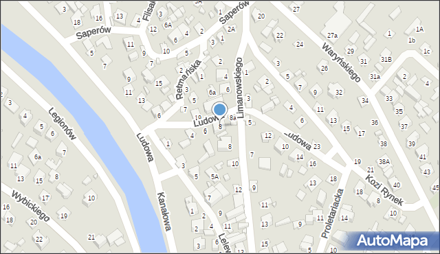Augustów, Ludowa, 8, mapa Augustów