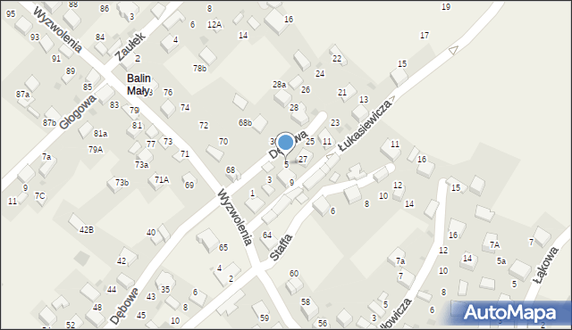 Balin, Łukasiewicza Ignacego, 5, mapa Balin
