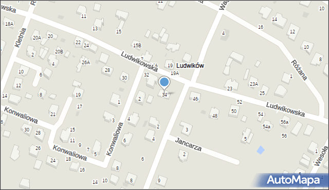 Bełchatów, Ludwikowska, 34, mapa Bełchatów