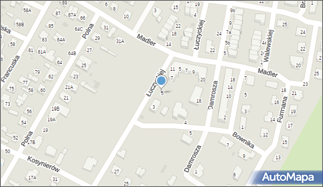 Biała Podlaska, Łuczyckiej Haliny, 5, mapa Białej Podlaskiej