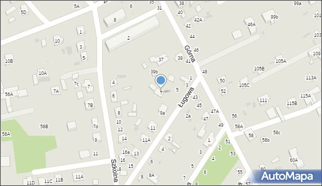 Biała Podlaska, Ługowa, 7, mapa Białej Podlaskiej