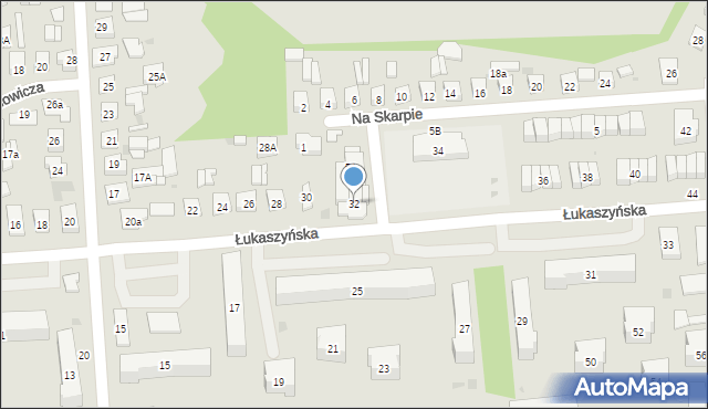 Biała Podlaska, Łukaszyńska, 32, mapa Białej Podlaskiej