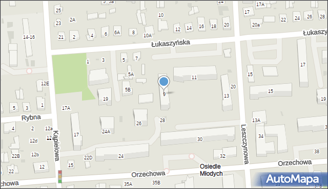 Biała Podlaska, Łukaszyńska, 9, mapa Białej Podlaskiej