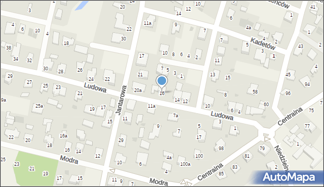 Białe Błota, Ludowa, 16, mapa Białe Błota