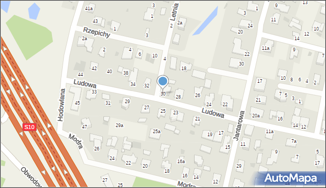 Białe Błota, Ludowa, 30, mapa Białe Błota