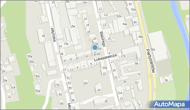 Bielsko-Biała, Łukasiewicza Ignacego, 6, mapa Bielsko-Białej