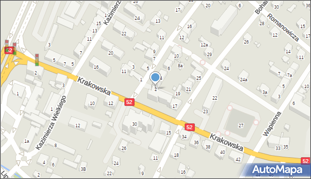 Bielsko-Biała, Łukasińskiego Waleriana, mjr., 2, mapa Bielsko-Białej