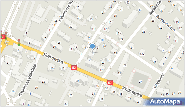 Bielsko-Biała, Łukasińskiego Waleriana, mjr., 4, mapa Bielsko-Białej