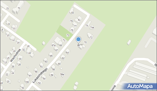 Bielsko-Biała, Łukasińskiego Waleriana, mjr., 66, mapa Bielsko-Białej