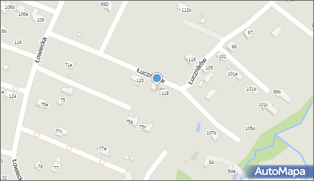 Bielsko-Biała, Łuczników, 118a, mapa Bielsko-Białej