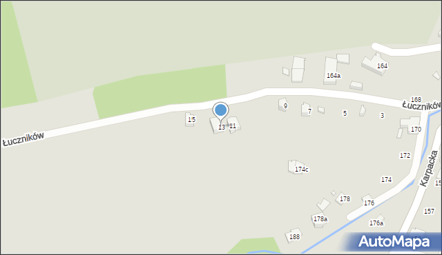 Bielsko-Biała, Łuczników, 13, mapa Bielsko-Białej