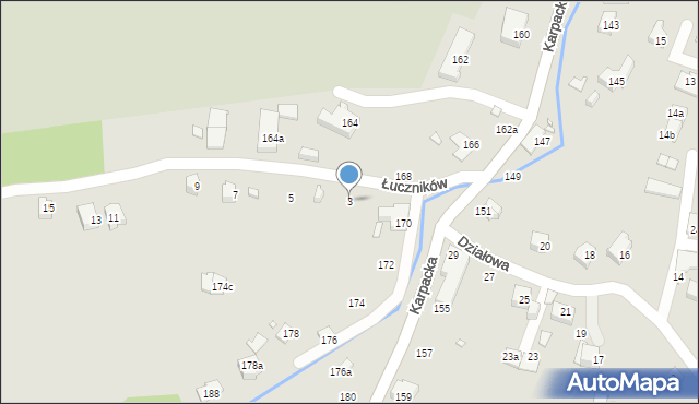 Bielsko-Biała, Łuczników, 3, mapa Bielsko-Białej