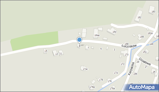 Bielsko-Biała, Łuczników, 9, mapa Bielsko-Białej