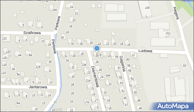 Bielsko-Biała, Ludowa, 23, mapa Bielsko-Białej