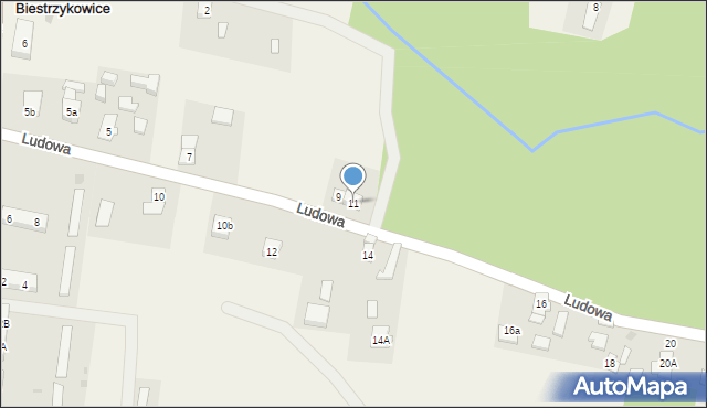 Biestrzykowice, Ludowa, 11, mapa Biestrzykowice