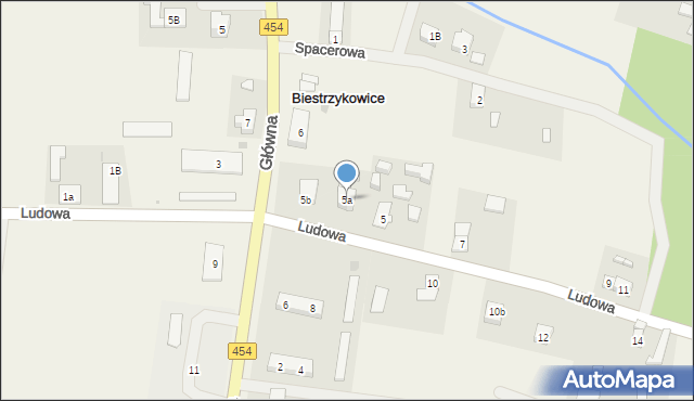 Biestrzykowice, Ludowa, 5a, mapa Biestrzykowice