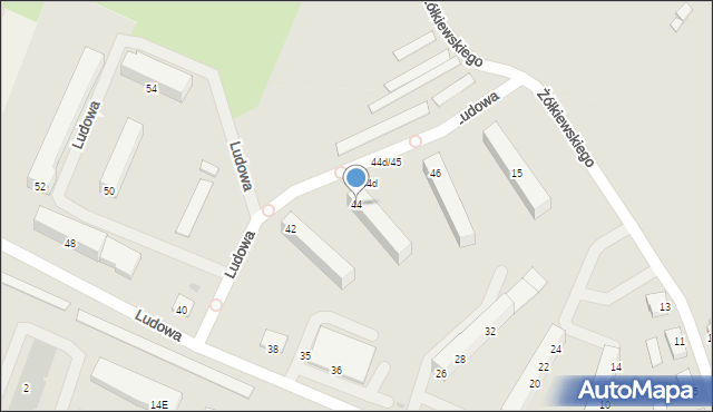 Biskupiec, Ludowa, 44, mapa Biskupiec