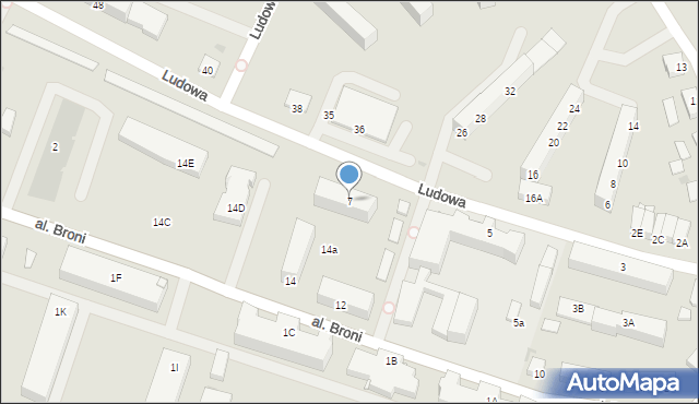 Biskupiec, Ludowa, 7, mapa Biskupiec